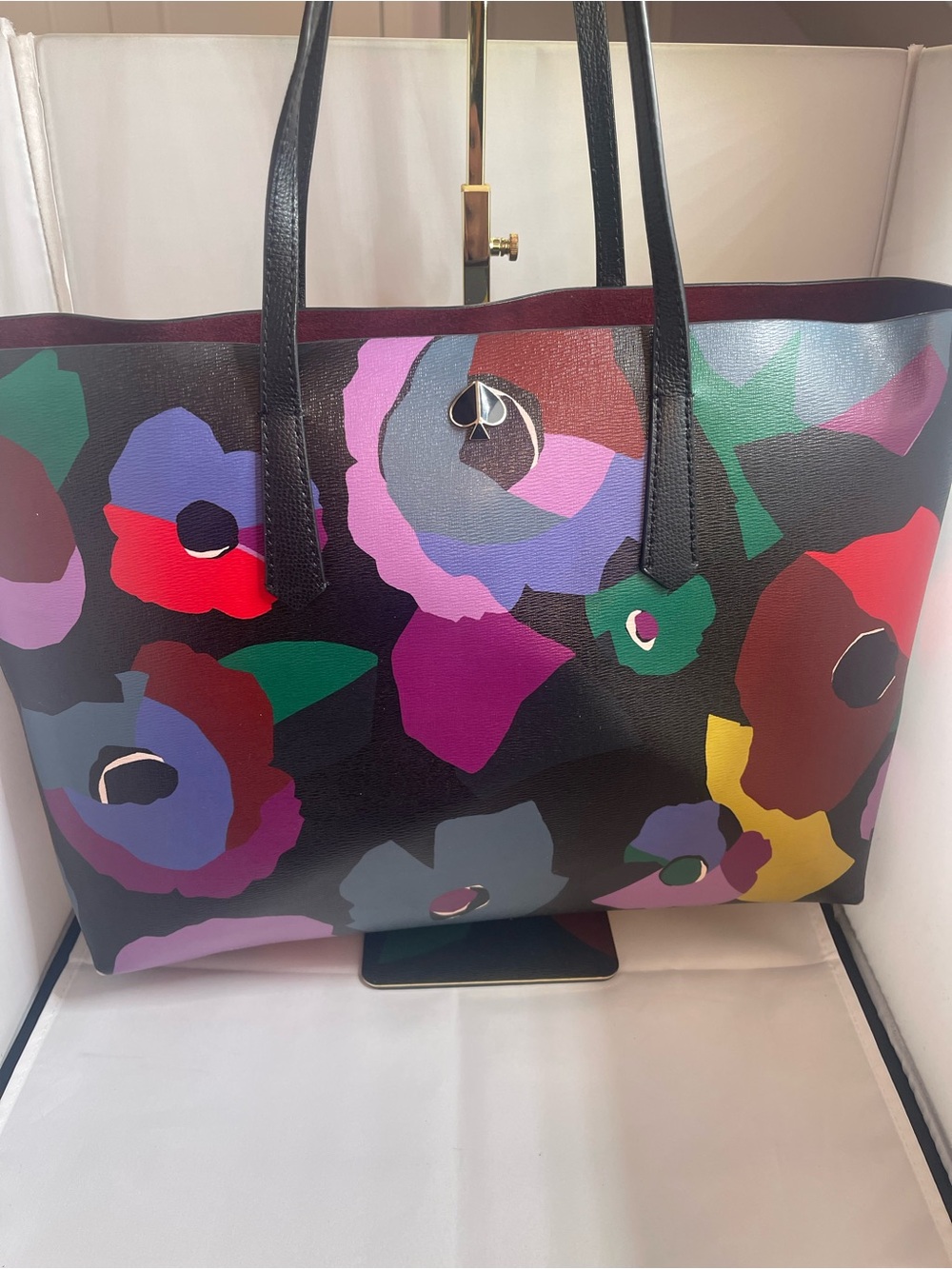 kate spade Black Floral Multicolor Leather Tote